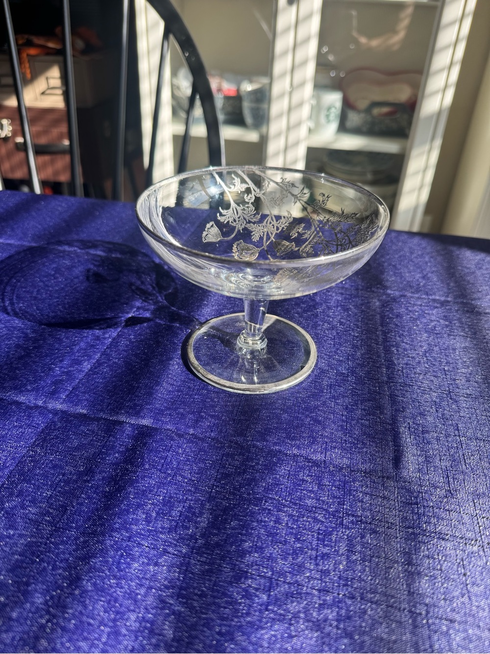 Vintage Silver City Glass Co.Flanders Poppy Silver Overlay Crystal 6”
